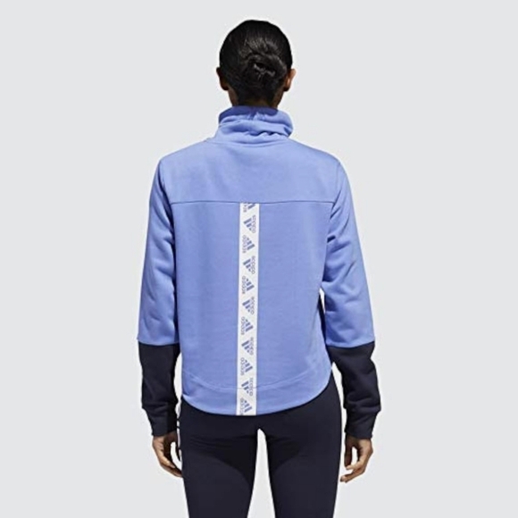 Adidas Periwinkle Black Colorblock Sporty Funnel Neck Cropped Pullover Size M - Picture 4 of 14